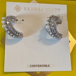 Kendra Scott Silver and White Convertible Earrings